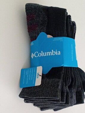 Columbia Men's Dress Socks 4-Pack Crew Length Size 10-13 Black Grey Multicolor